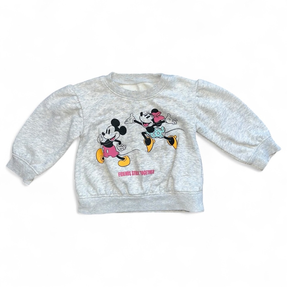 Jumping Beans Gray Mickey and Minnie Sweatshirt 12 Months